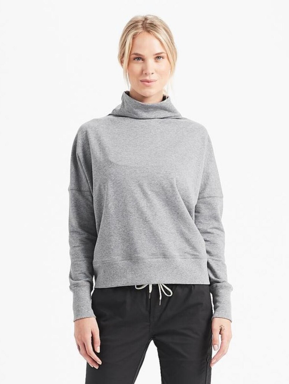 Vuori Cleo Heather Gray Mock Neck Sweatshirt - S